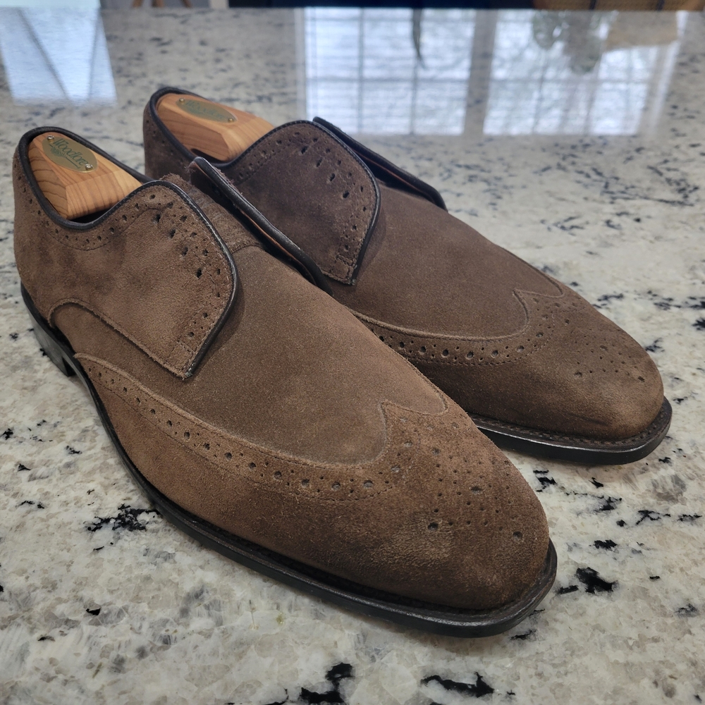 Allen Edmonds Bel Air Suede 9.5 E Wide Dress Shoe with Shoe trees.